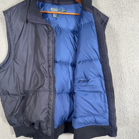 VTG Polo Ralph Lauren Puffer Vest Mens 2XL XXL Navy Blue Down - Picture 6 of 9